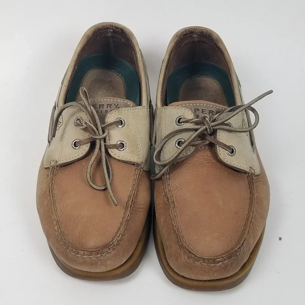 Sperry Boat Shoes Mens 9.5W Brown Authentic Original 0216432 Two Tone Leather
